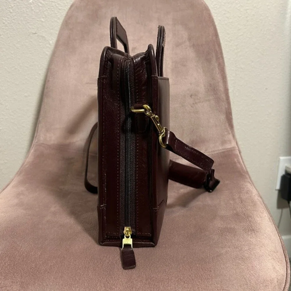 Franklin Covey Leather Briefcase Bag in Dark Brown